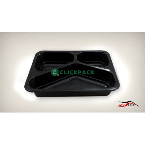 Caserola PP termosudabila 3 compartimente 22.7 x 17.8 x 45 neagra